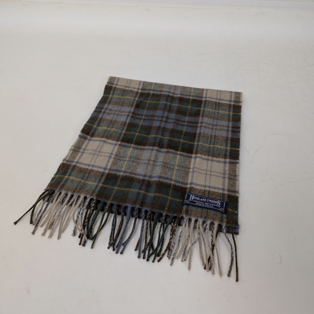 Vintage Highland Tweeds Lambswool Scarf Rectangular Fringe Plaid Tartan - Picture 8 of 10